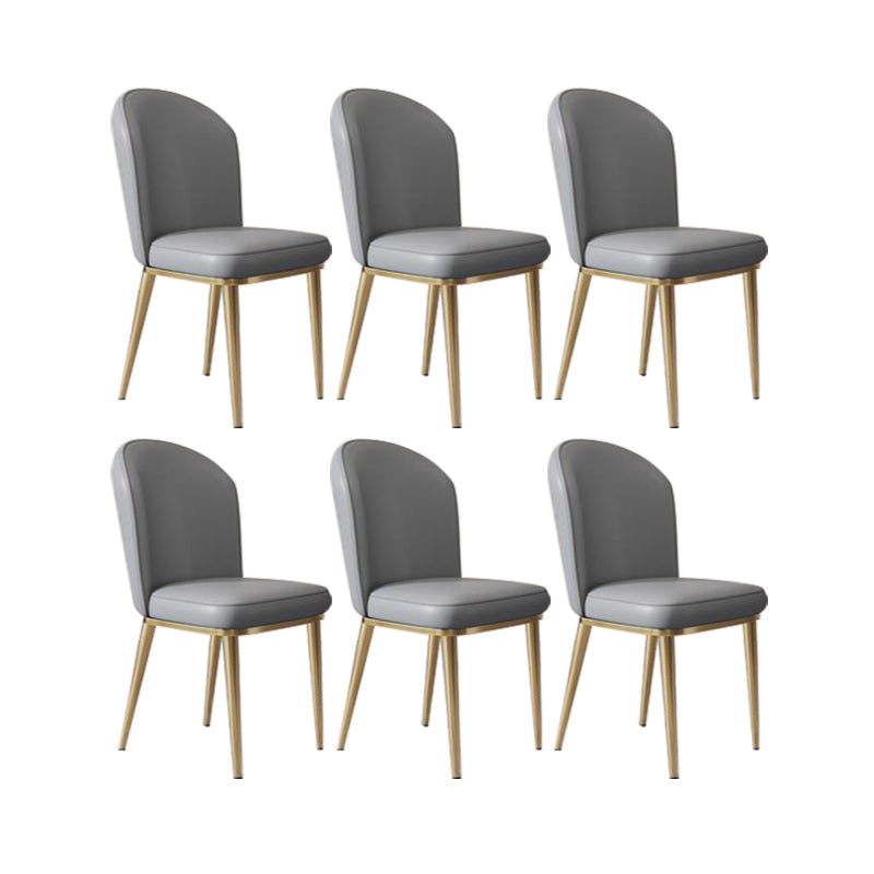 Glam Style Side Chair Leather Gold Frame Dining Chair for Home