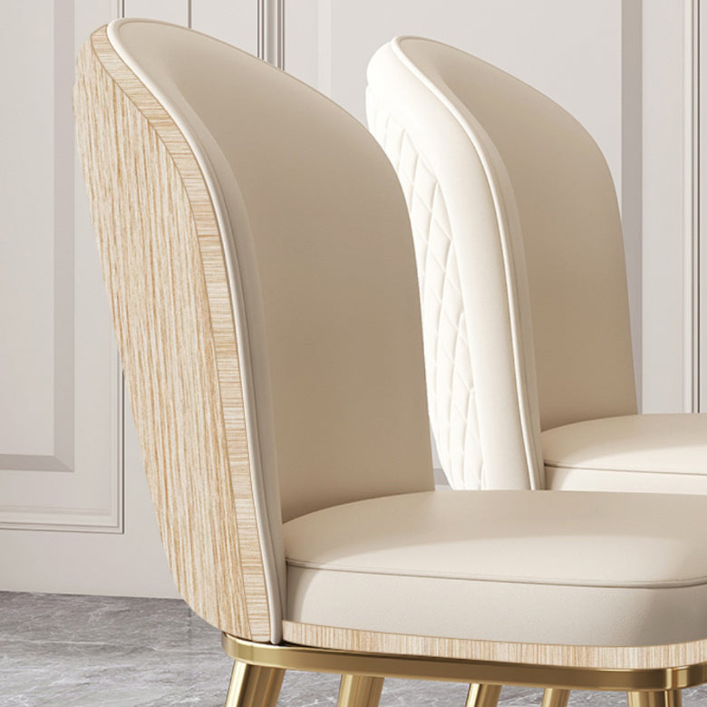 Glam Style Side Chair Leather Gold Frame Dining Chair for Home