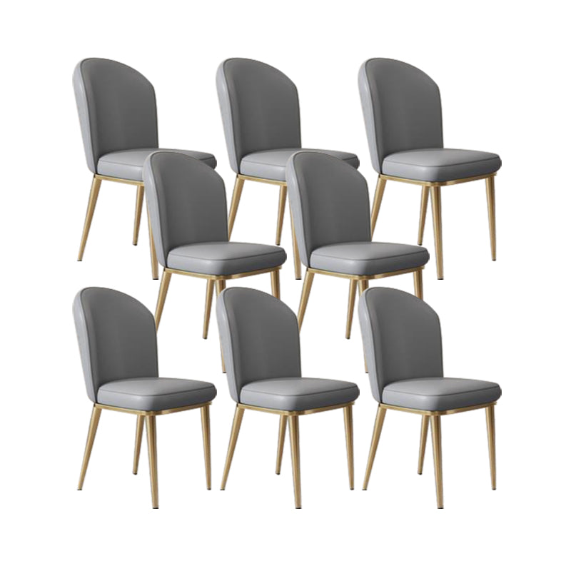 Glam Style Side Chair Leather Gold Frame Dining Chair for Home