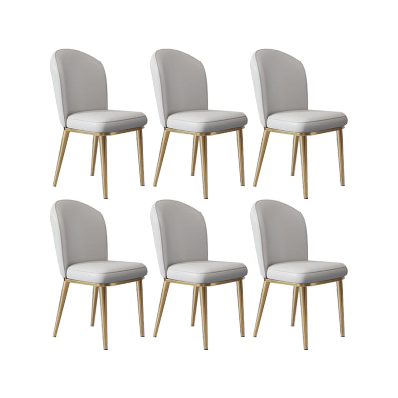 Glam Style Side Chair Leather Gold Frame Dining Chair for Home