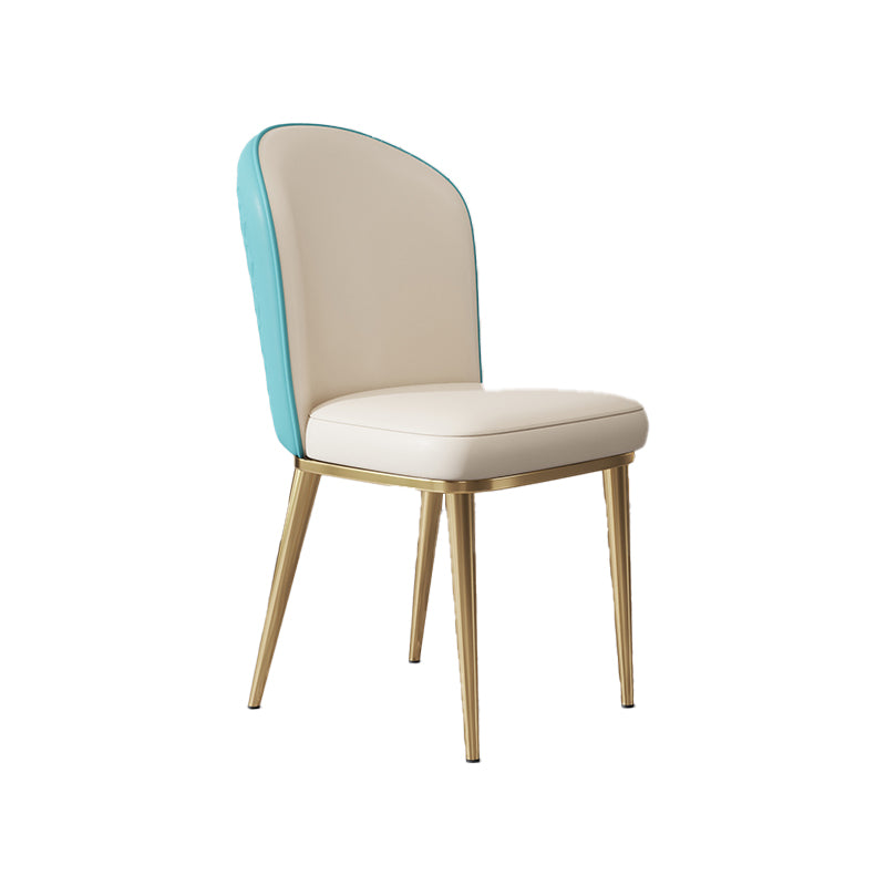 Glam Style Side Chair Leather Gold Frame Dining Chair for Home