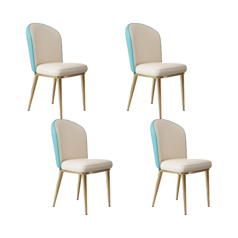 Glam Style Side Chair Leather Gold Frame Dining Chair for Home