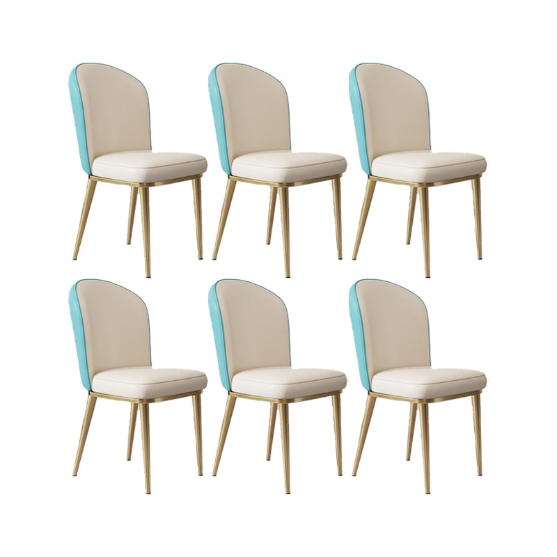 Glam Style Side Chair Leather Gold Frame Dining Chair for Home