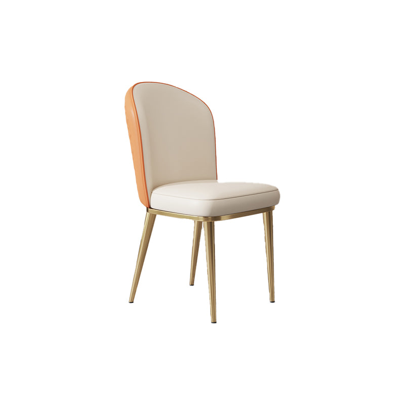 Glam Style Side Chair Leather Gold Frame Dining Chair for Home