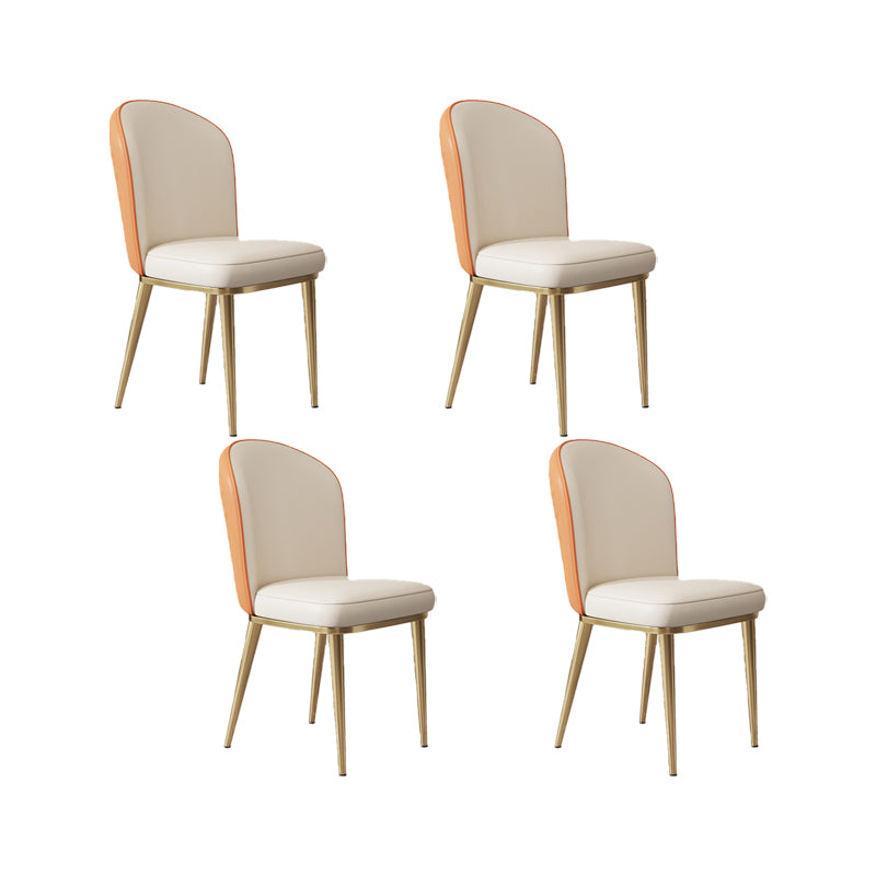 Glam Style Side Chair Leather Gold Frame Dining Chair for Home