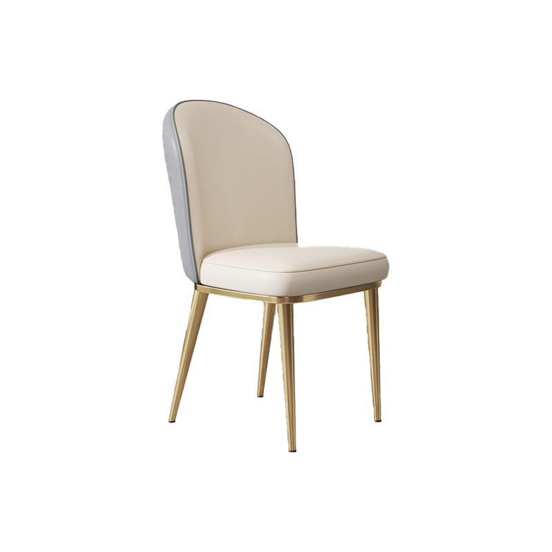 Glam Style Side Chair Leather Gold Frame Dining Chair for Home