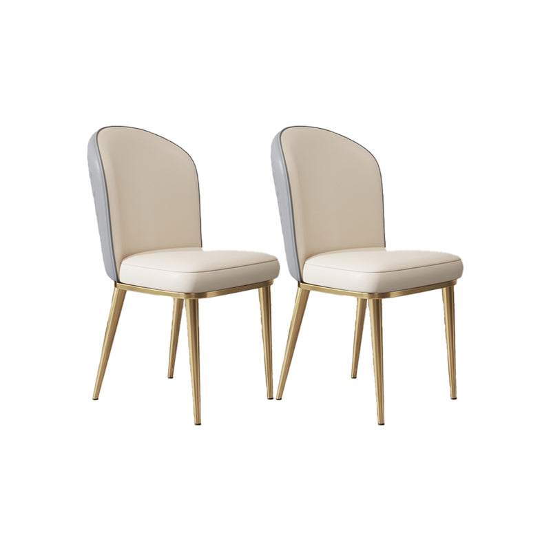 Glam Style Side Chair Leather Gold Frame Dining Chair for Home