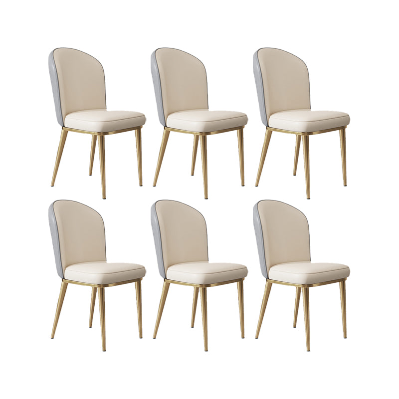 Glam Style Side Chair Leather Gold Frame Dining Chair for Home