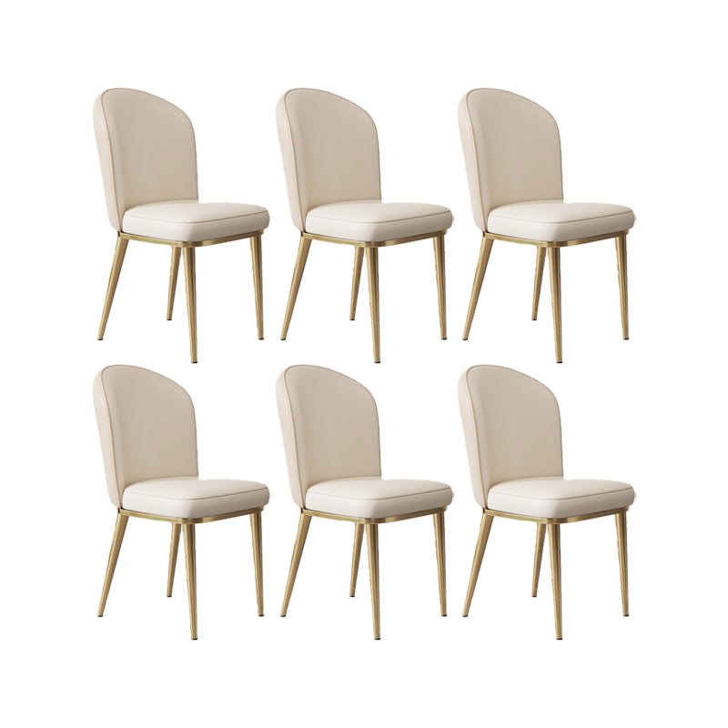 Glam Style Side Chair Leather Gold Frame Dining Chair for Home