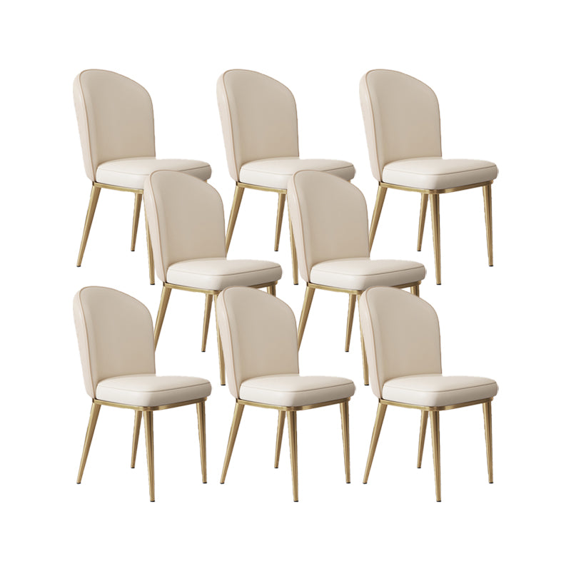 Glam Style Side Chair Leather Gold Frame Dining Chair for Home