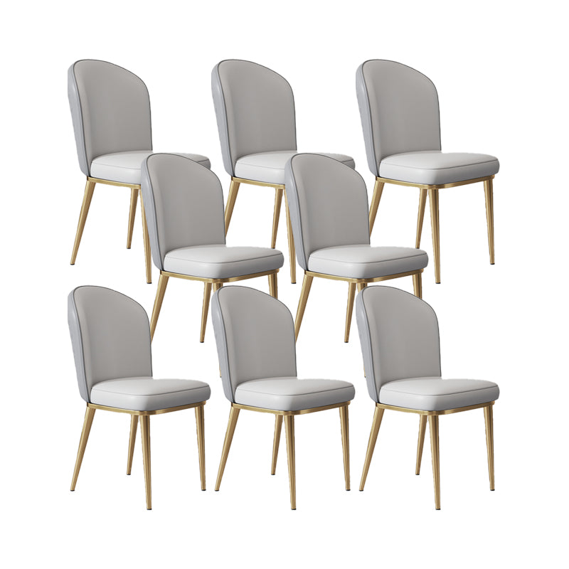 Glam Style Side Chair Leather Gold Frame Dining Chair for Home