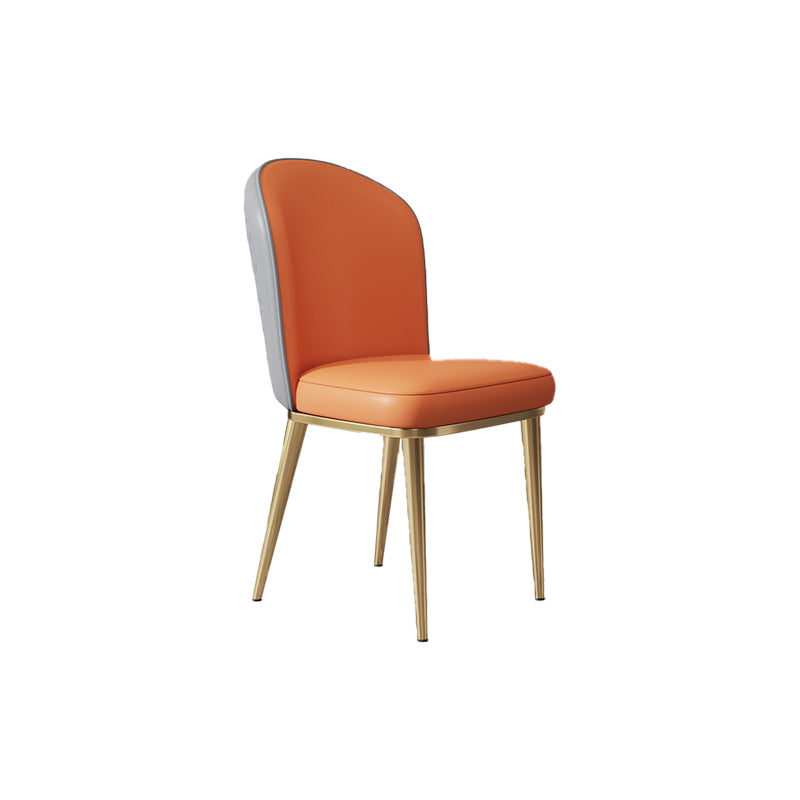 Glam Style Side Chair Leather Gold Frame Dining Chair for Home