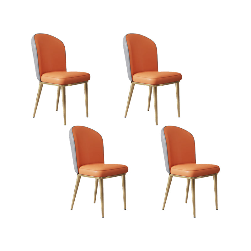 Glam Style Side Chair Leather Gold Frame Dining Chair for Home