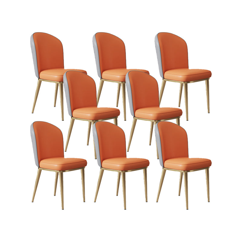 Glam Style Side Chair Leather Gold Frame Dining Chair for Home
