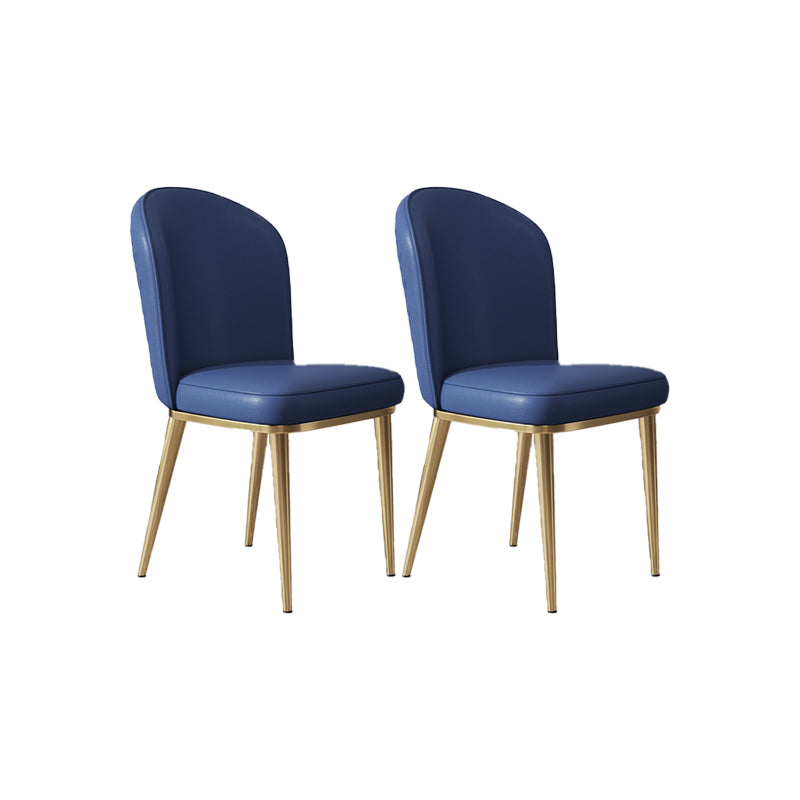 Glam Style Side Chair Leather Gold Frame Dining Chair for Home