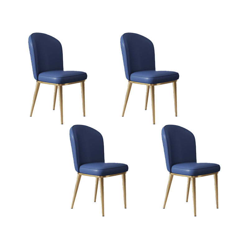 Glam Style Side Chair Leather Gold Frame Dining Chair for Home