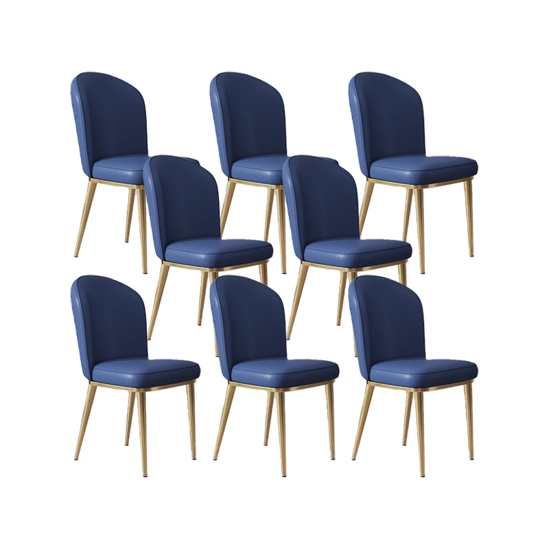 Glam Style Side Chair Leather Gold Frame Dining Chair for Home