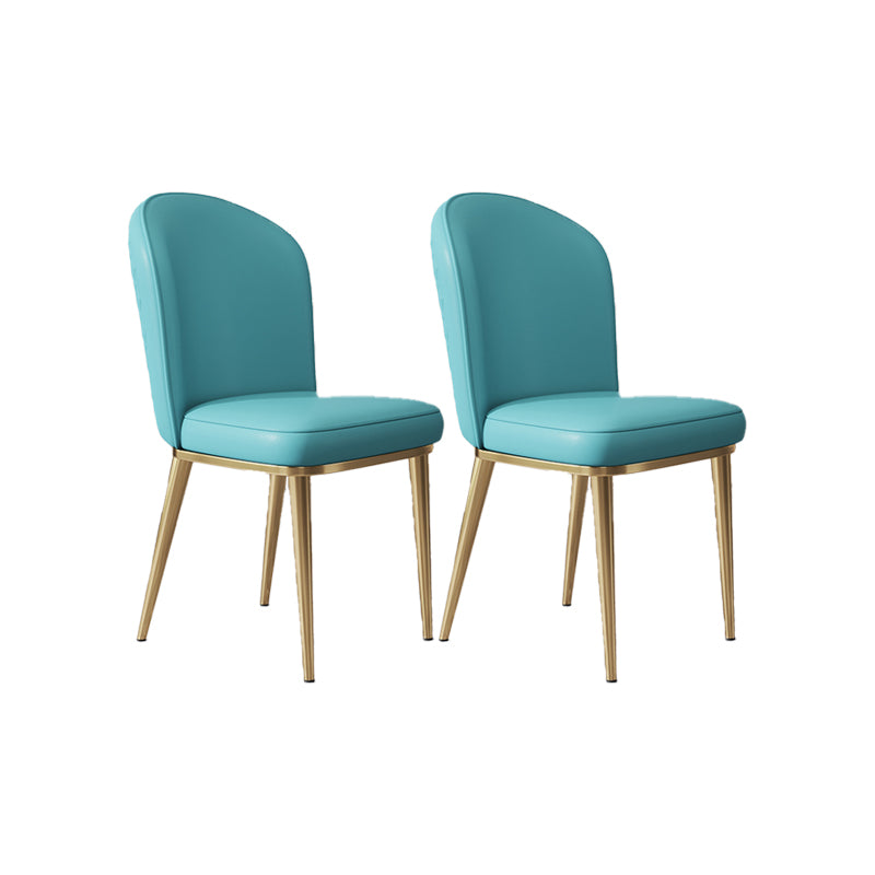 Glam Style Side Chair Leather Gold Frame Dining Chair for Home