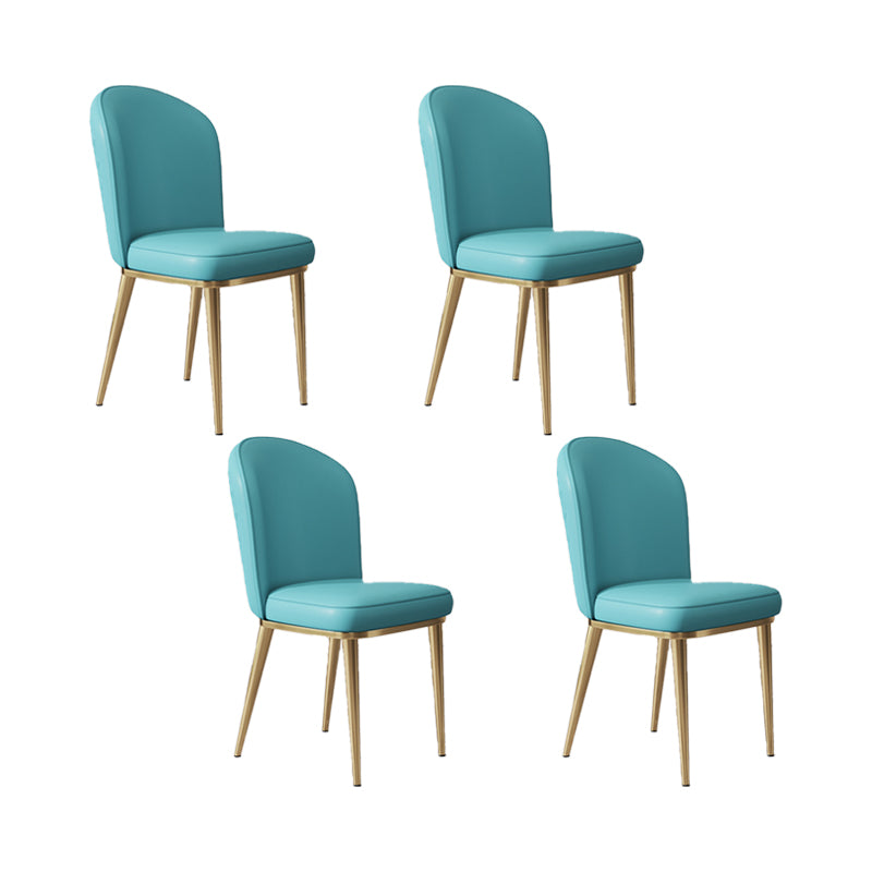 Glam Style Side Chair Leather Gold Frame Dining Chair for Home