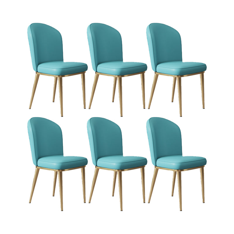 Glam Style Side Chair Leather Gold Frame Dining Chair for Home
