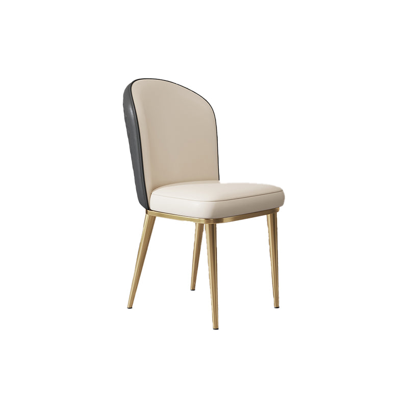 Glam Style Side Chair Leather Gold Frame Dining Chair for Home
