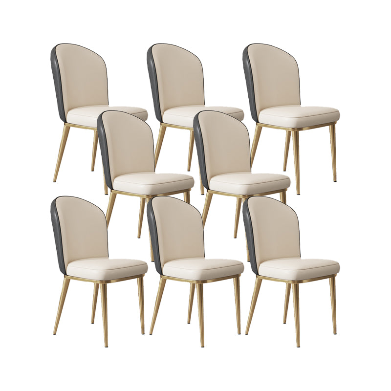 Glam Style Side Chair Leather Gold Frame Dining Chair for Home
