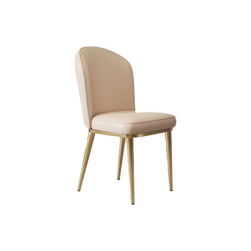 Glam Style Side Chair Leather Gold Frame Dining Chair for Home