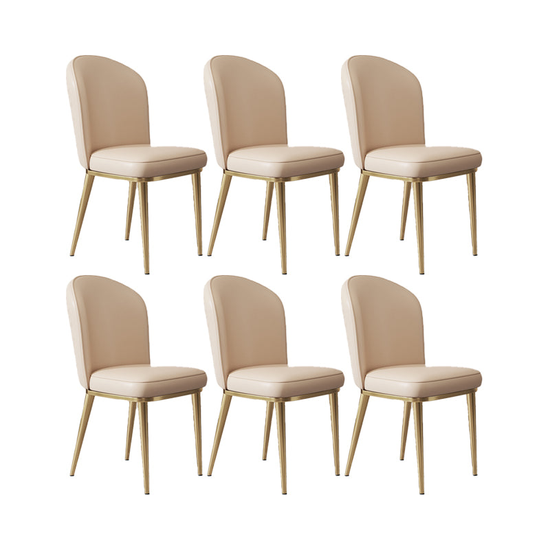 Glam Style Side Chair Leather Gold Frame Dining Chair for Home