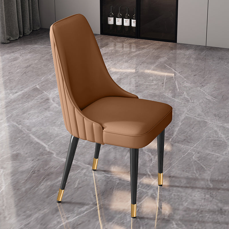 Glam Style Dining Chair Leather Parsons Dining Chair for Home