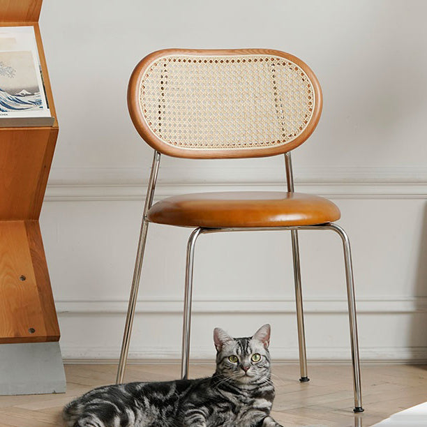 Industrial Dining Chair Leather Metal Base Dining Chair for Home