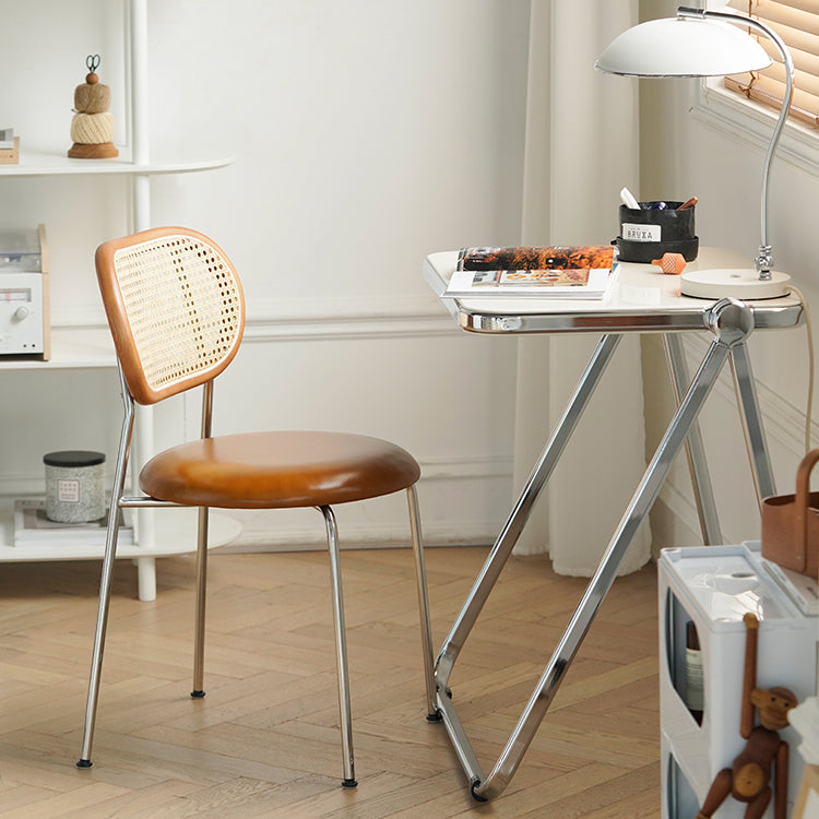 Industrial Dining Chair Leather Metal Base Dining Chair for Home