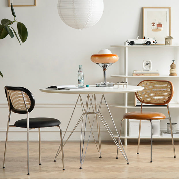 Industrial Dining Chair Leather Metal Base Dining Chair for Home