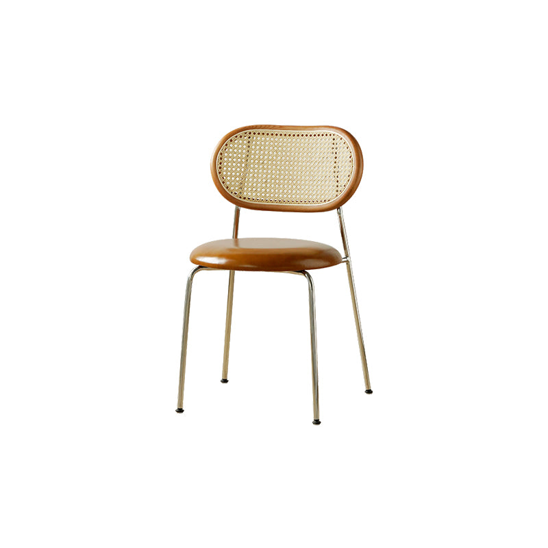 Industrial Dining Chair Leather Metal Base Dining Chair for Home