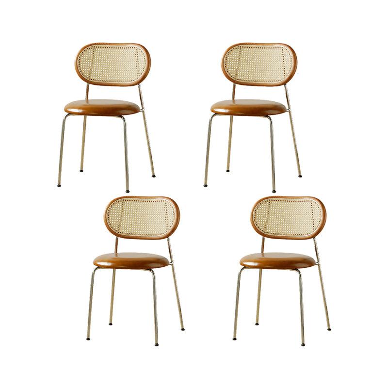 Industrial Dining Chair Leather Metal Base Dining Chair for Home