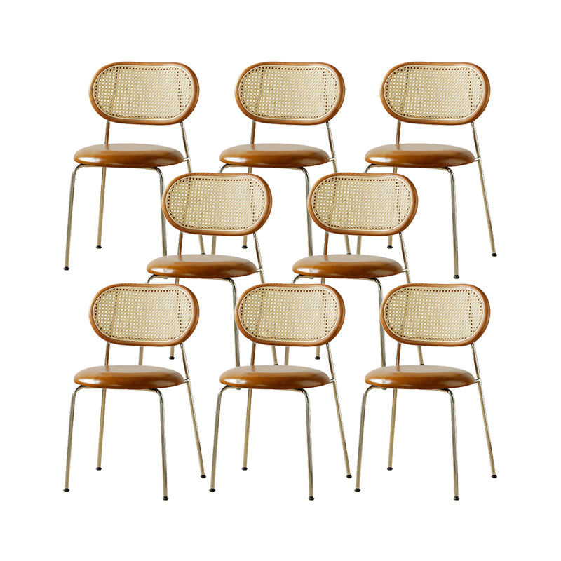 Industrial Dining Chair Leather Metal Base Dining Chair for Home