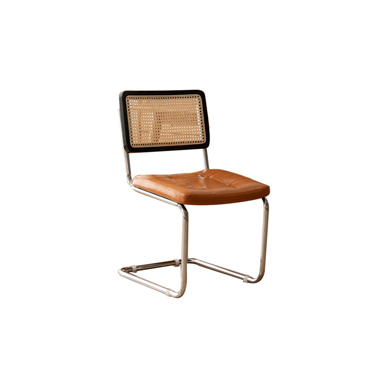 Leather Side Chair Industrial Metal Base Dining Chair for Home Use