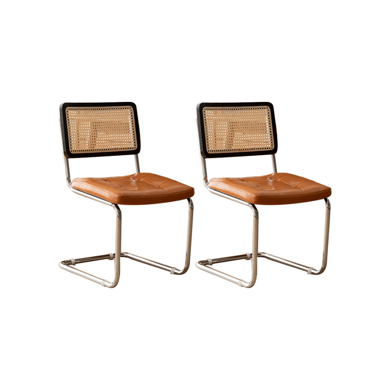 Leather Side Chair Industrial Metal Base Dining Chair for Home Use