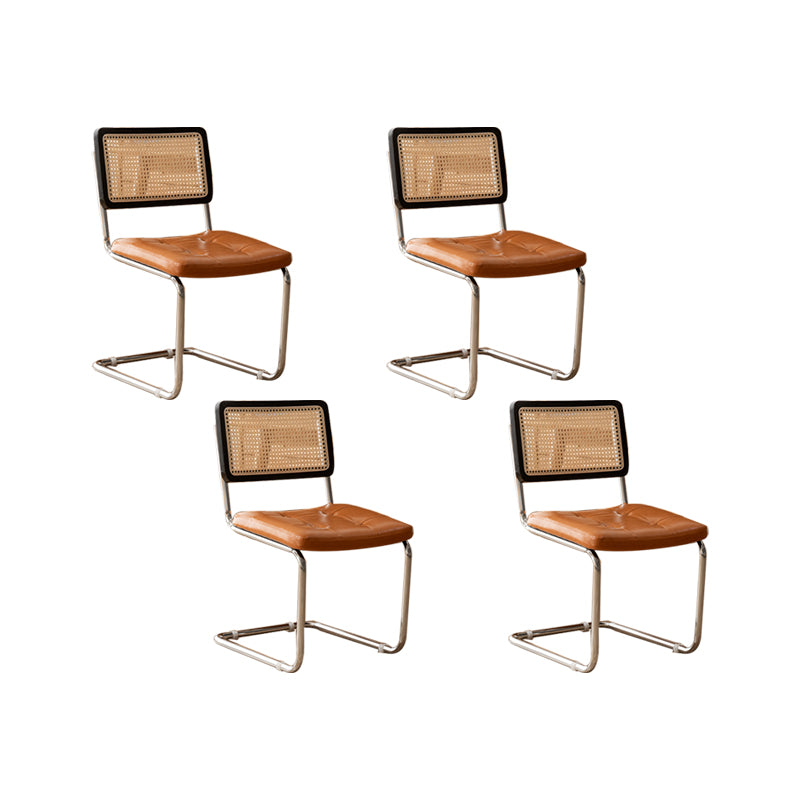 Leather Side Chair Industrial Metal Base Dining Chair for Home Use