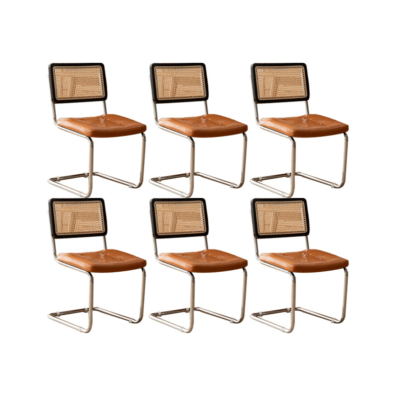Leather Side Chair Industrial Metal Base Dining Chair for Home Use