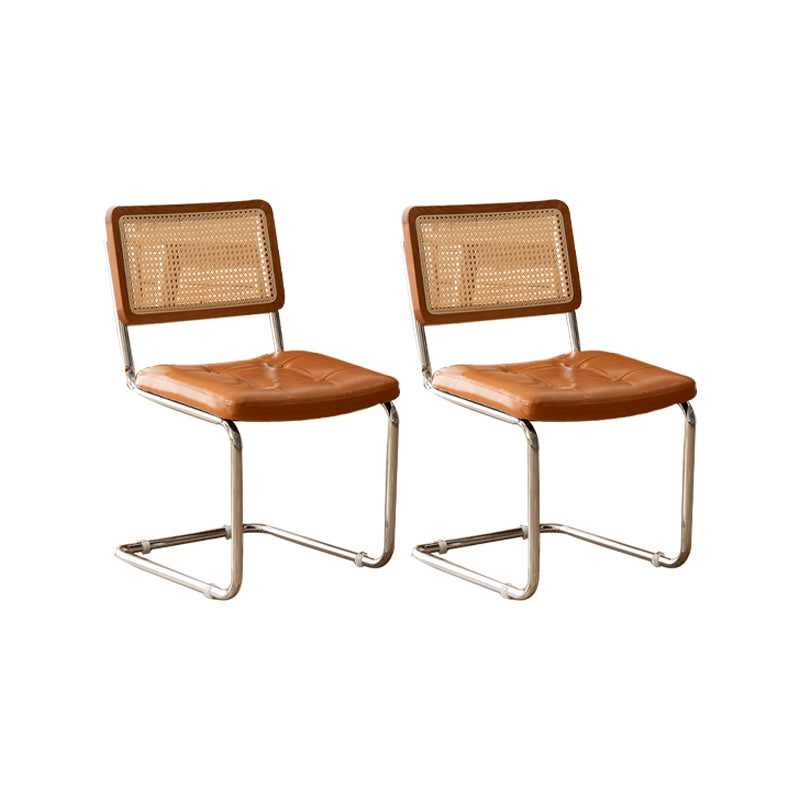 Leather Side Chair Industrial Metal Base Dining Chair for Home Use