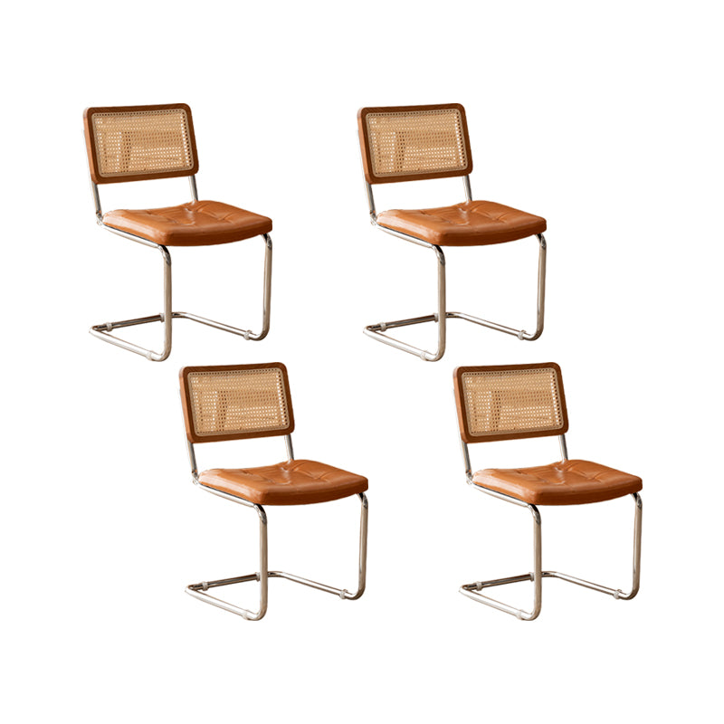Leather Side Chair Industrial Metal Base Dining Chair for Home Use