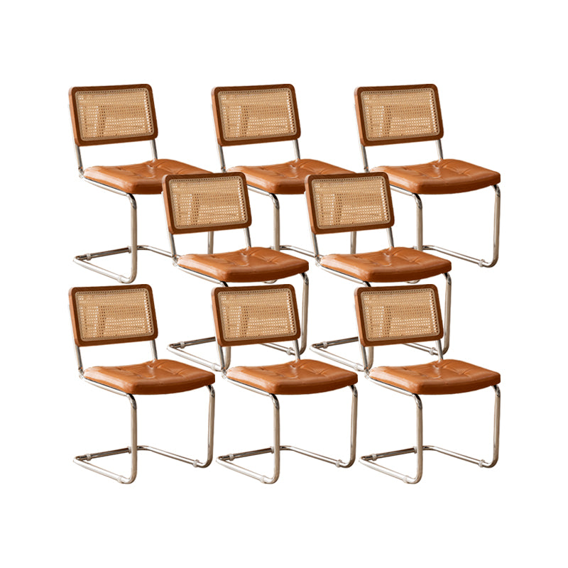 Leather Side Chair Industrial Metal Base Dining Chair for Home Use