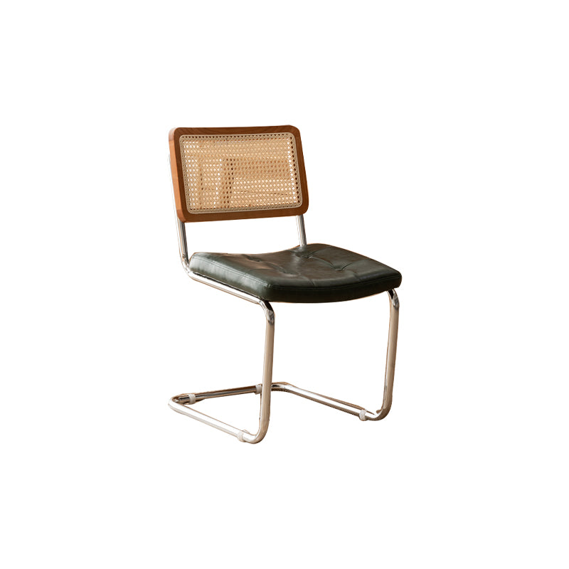 Leather Side Chair Industrial Metal Base Dining Chair for Home Use