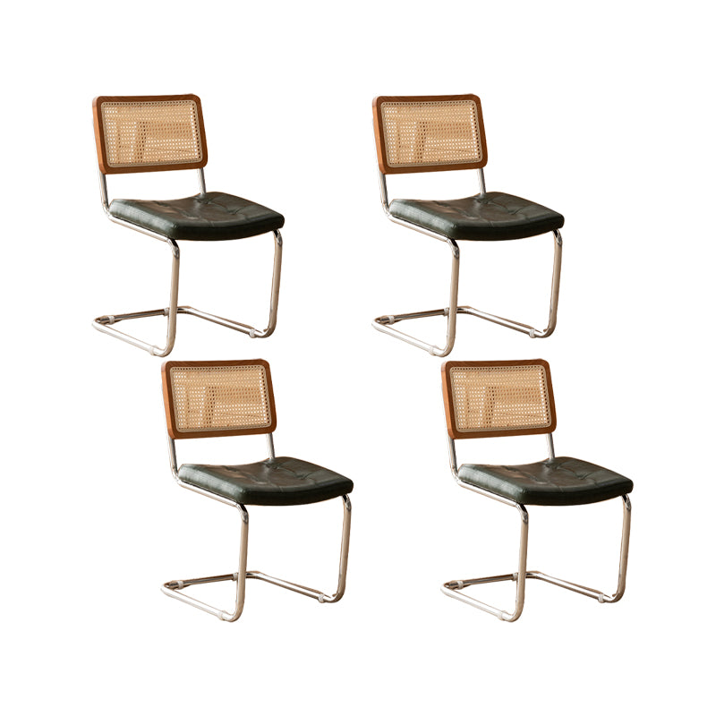 Leather Side Chair Industrial Metal Base Dining Chair for Home Use