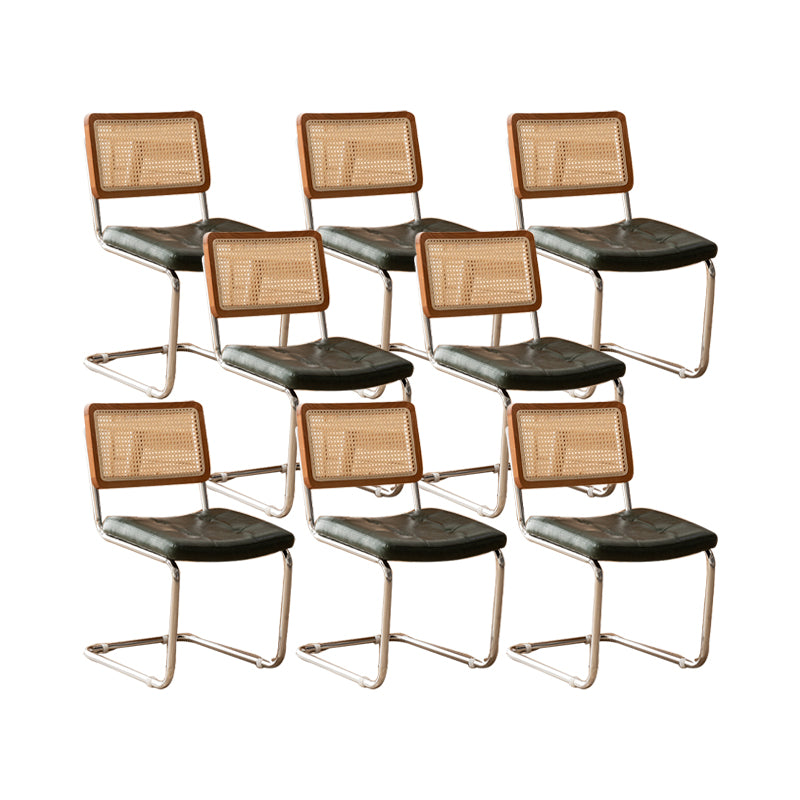Leather Side Chair Industrial Metal Base Dining Chair for Home Use