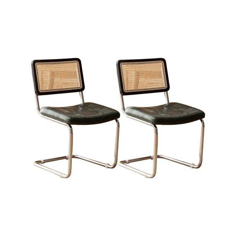Leather Side Chair Industrial Metal Base Dining Chair for Home Use