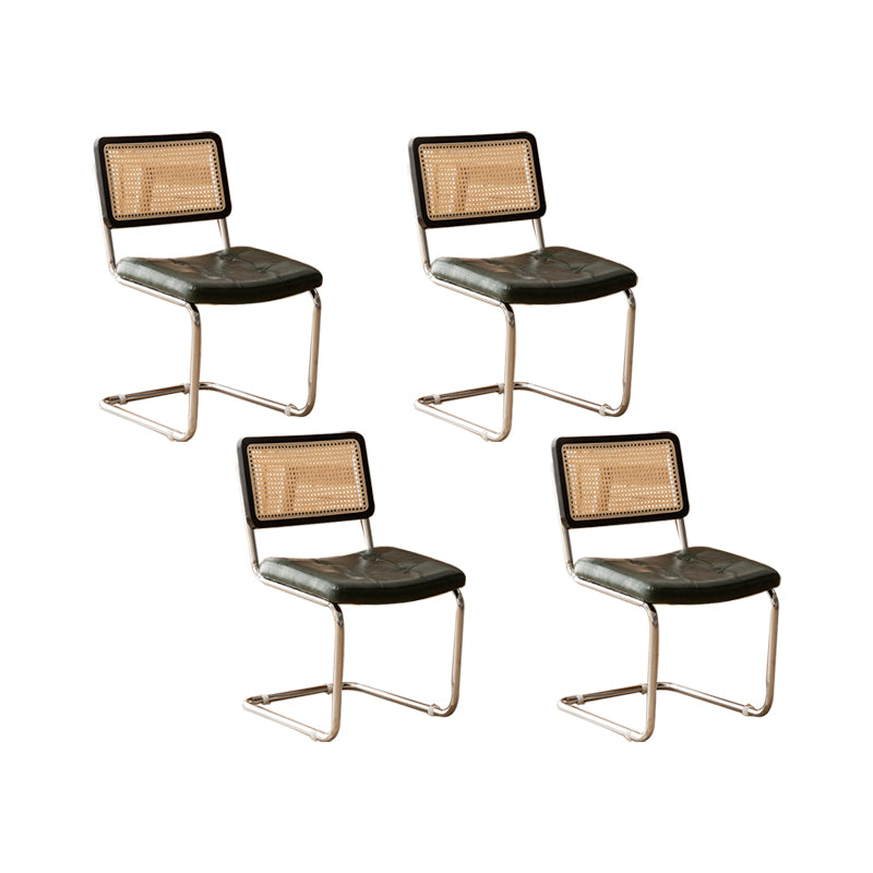 Leather Side Chair Industrial Metal Base Dining Chair for Home Use