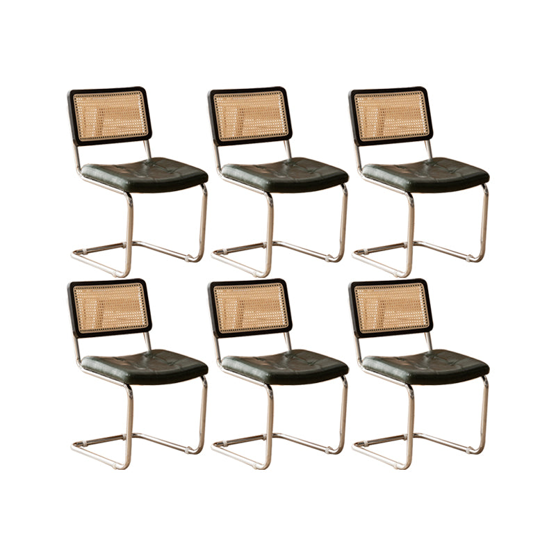 Leather Side Chair Industrial Metal Base Dining Chair for Home Use