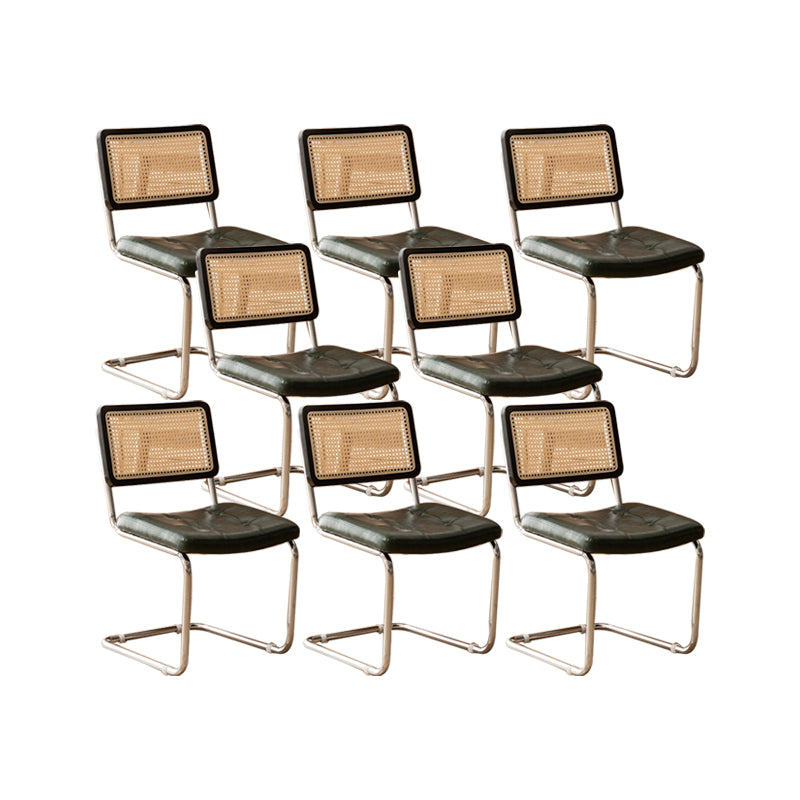 Leather Side Chair Industrial Metal Base Dining Chair for Home Use