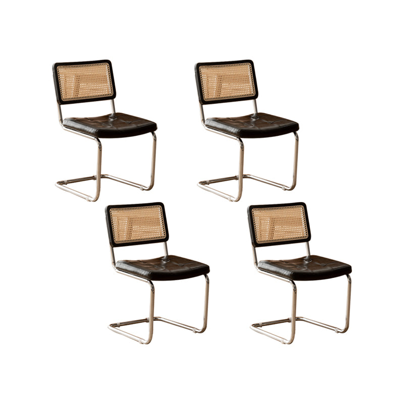 Leather Side Chair Industrial Metal Base Dining Chair for Home Use